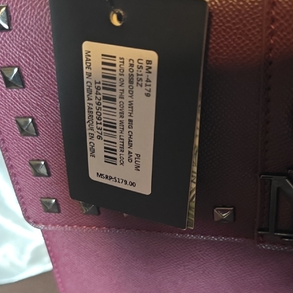 Badgley Mischka Studded Purple Satchel - Picture 2 of 4